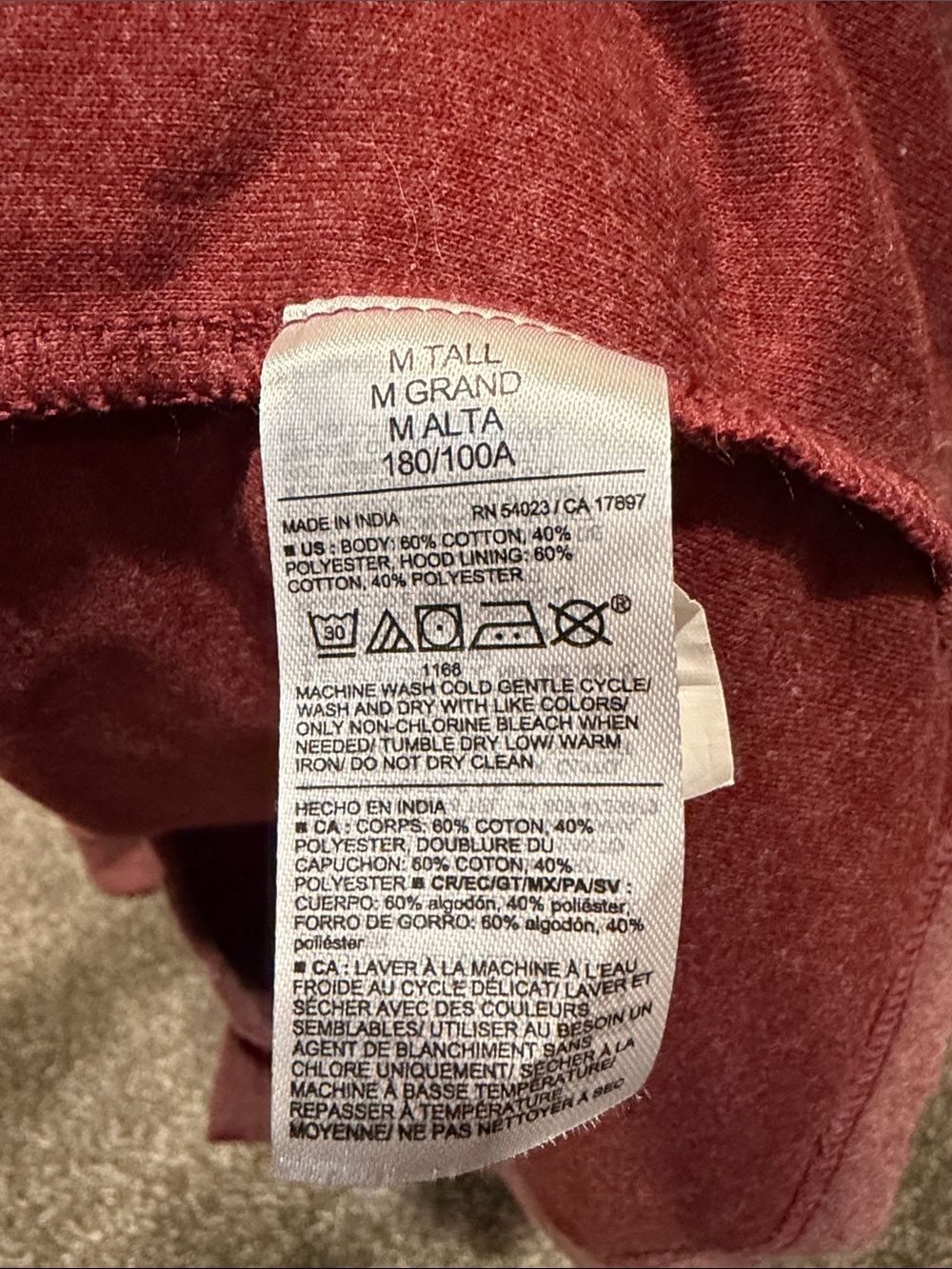 Old Navy Men’s 1/4 Hoodie Maroon Tall M - Picture 3 of 3